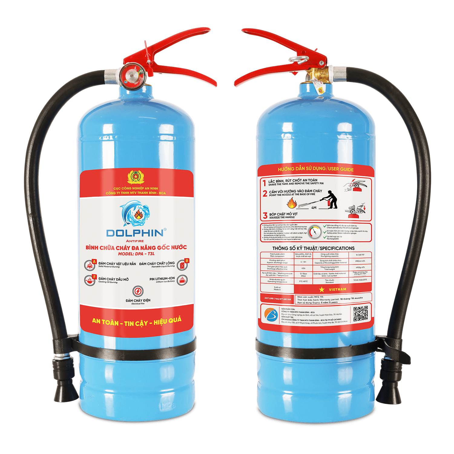 Bình chữa cháy đa năng gốc nước Dolphin DPA-T3L